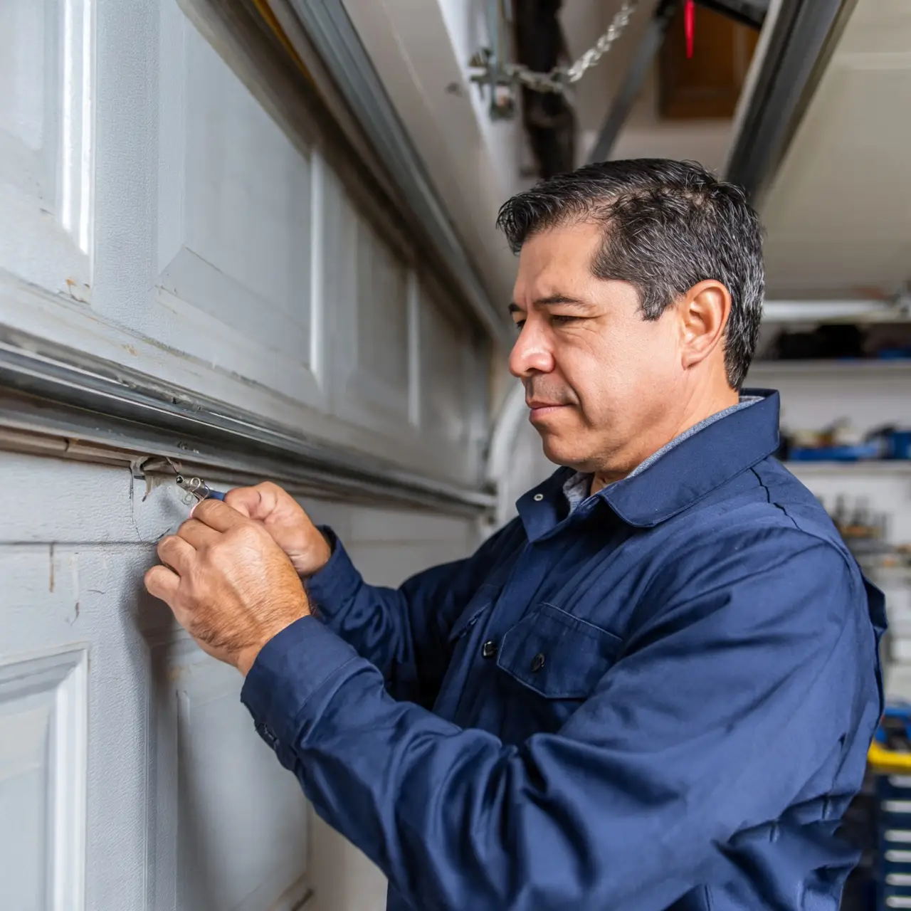 Garage door repair inspection in La Mirada